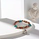 Bracelet extensible perles turquoises synthétiques étoile de mer & perles rondes bois naturel(BJEW-JB07270)-2