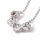 2 in 1 Four Clear Cubic Zirconia Clover Pendant Necklace(NJEW-H163-01P)-4