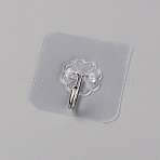Plastic Hook Hanger, with Iron Hook, Self Adhesive Sticker, Square, Clear, 58x59x19mm(AJEW-WH0002-96)