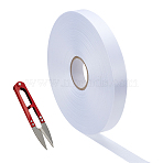 1Pc Satin Ribbons, Blank Ribbon, for Heat Transfer Print Wrapping Bow Crafts Decoration, with Tarnish Resistant Stainless-Steel Scissors, White, 3/4 inch(20mm), about 218.72 Yards(200m)/Set(OCOR-FG0001-09)