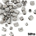 50Pcs 10 Styles Stainless Steel European Beads, Large Hole Beads, Column, Stainless Steel Color, 5~9x4~8mm, Hole: 3mm, 5pcs/style(STAS-YW0002-85)