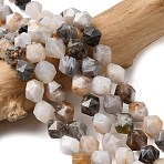 Natural Bamboo Leaf Agate Beads Strands, Star Cut Round Beads, Faceted, 7~8x7~8x7~8mm, Hole: 1mm, about 46~47pcs/strand, 14.72''~15''(37.4~38.1cm)(G-Z119-A27-02)