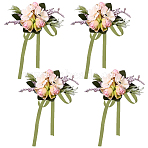4Pcs Silk Cloth Imitation Rose Wrist Corsages, with Silk Ribbon, for Wedding, Party Decorations, Hot Pink, 725x10mm(AJEW-CP0008-48)