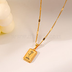 304 Stainless Steel Birth Flower Tag Pendant Necklaces for Women, Real 18K Gold Plated, January Water Drop, 18.11 inch(46cm)(WG25FDF-01)