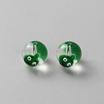 Round Handmade Lampwork Beads, Hand-Drawn Beads, Lemon, 13.5x12x11mm, Hole: 2mm(LAMP-WH0003-015B)