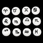 The Zodiac Silicone Beads, Round, White, Mixed Shapes, 15mm, Hole: 2mm(SL-CBADDB1-03)