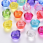 Transparent Acrylic Pendants, Faceted, 3D Apple, Mixed Color, 17.5x19x18mm, Hole: 2mm, about 173pcs/500g(TACR-T024-05B)