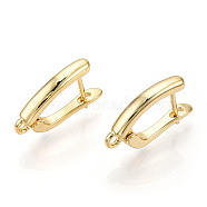 Brass Hoop Earring Findings, Latch Back with Horizontal Loops, Golden, 18x10x3mm, Hole: 2mm, Pin: 1mm(KK-A181-VF392-2)
