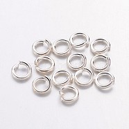 Brass Jump Rings, Open Jump Rings, Nickel Free, Silver Color Plated, 20 Gauge, 4x0.8mm, Inner Diameter: 2.4mm, about 22000pcs/1000g(JRC4MM-NFS)