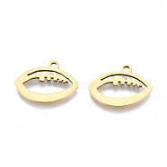 Ion Plating(IP) 201 Stainless Steel Pendants, Laser Cut, Rugby, Golden, 11x15.5x1mm, Hole: 1.4mm(STAS-T044-252G)