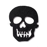 Wool Felt Skull Party Decorations, Halloween Themed Display Decorations, for Decorative Tree, Banner, Garland, Black, 60x48x2mm(AJEW-P101-02A)