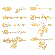 Nickel Decoration Stickers, Metal Resin Filler, Epoxy Resin & UV Resin Craft Filling Material, Golden, Arrow, 40x40mm, 9pcs/set(DIY-WH0450-161)