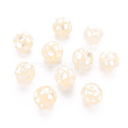 Resin Beads, with Natural White Shell, Round, Champagne Yellow, 8.5mm, Hole: 1mm(SSHEL-T014-38-8mm-05)
