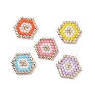 Handmade MIYUKI Japanese Seed Beads, Loom Pattern, Hexagon, Mixed Color, 12x13x2mm(PALLOY-MZ00019)