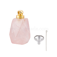 Natural Rose Quartz Perfume Bottle Pendant, with 304 Stainless Steel Mini Funnel & Eye Pins, 3pcs/set(G-NB0003-58C)