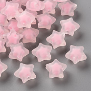 Transparent Acrylic Beads, Frosted, Bead in Bead, Star, Pink, 14x15x8.5mm, Hole: 2mm, about 518pcs/500g(TACR-S152-02C-SS2112)