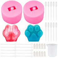 Footprint DIY Straw Topper Silicone Molds Decoration Kit, with Plastic Transfer Pipettes & Stirring Rod, Silicone Measuring Cup, Latex Finger Cots, Hot Pink, 58x41mm, Hole: 9mm, Inner Diameter: 14mm, 2pcs(DIY-FG0001-64)