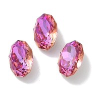 Glass Rhinestone Cabochons, Point Back & Back Plated, Faceted, Oval, Fuchsia, 14x9.1x5mm(RGLA-G020-02B-D502)