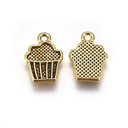 Tibetan Style Alloy Drink Charms, Cadmium Free & Nickel Free & Lead Free, Cupcake, Antique Golden, 16x11x2mm, Hole: 1.5mm(TIBEP-A100748-G-FF)