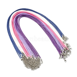 30Pcs 5 Colors Waxed Cord Necklace Making, with Zinc Alloy Lobster Clasps, Platinum, Mixed Color, 17-3/4 inch~18 inch(45.5~46cm), 2mm, 6pcs/color(NCOR-FS0001-01)