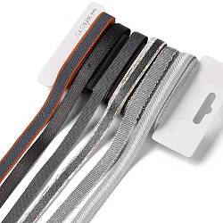 18 Yards 6 Styles Polyester Ribbon, for DIY Handmade Craft, Hair Bowknots and Gift Decoration, Gray Color Palette, Gray, 3/8~1/2 inch(9~12mm), about 3 yards/style(SRIB-Q022-A01)