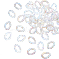 100Pcs 2 Style Acrylic Linking Rings, Quick Link Connectors, for Curb Chains Making, AB Color Plated, Twist, White, 23x17x4.5mm, Inner Diameter: 13.5x7mm, 50Pcs/style(OACR-CA0001-03)