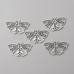 Tibetan Style Alloy Pendants, Hollow, Moth Charm, Antique Silver, 22x36x1mm, Hole: 1.6mm(X-FIND-WH0155-025)