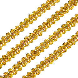 Metallic Polyester Ribbon, Garment Accessory, Flower Pattern, Gold, 1/4 inch(8mm)(OCOR-WH0067-04A)