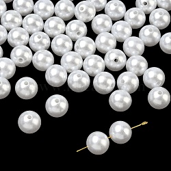 Imitated Pearl Acrylic Beads, Round, Snow, 12mm, Hole: 2mm, about 570pcs/500g(PACR-12D-1)