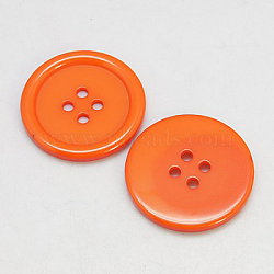 Resin Buttons, Dyed, Flat Round, Dark Orange, 18x3mm, Hole: 2mm; 395pcs/bag(RESI-D030-18mm-06)
