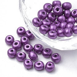 6/0 Baking Paint Glass Seed Beads, Round, Blue Violet, 4~4.5x3mm, Hole: 1~1.2mm, about 4500pcs/bag, about 450g/bag(SEED-Q025-4mm-N16)
