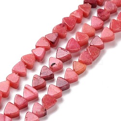 Natural Calcite Beads Strands, Dyed, Triangle, Red, 5.5x6x3.5mm, Hole: 0.8mm, about 81pcs/strand, 15.94 inch(40.5cm)(G-G852-01A)