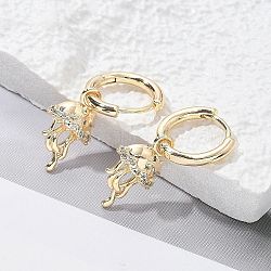 Brass Clear Cubic Zirconia Hoop Earrings, Jellyfish, Real 18K Gold Plated, 25.5x9.5x14mm(EJEW-Q014-04G)