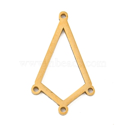 Ion Plating(IP) 304 Stainless Steel Chandelier Component Links, Laser Cut, Golden, Kite, 25x14.5x1mm, Hole: 1.2mm(STAS-B056-07G-03)