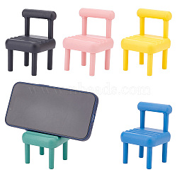 Nbeads 5 Sets 5 Colors Plastic Mini Chair Shape Cell Phone Stand, Detachable Plastic Mobile Phone Holder, Mixed Color, 6.15x6.15x1.3cm, 1 set/color(AJEW-NB0004-06)