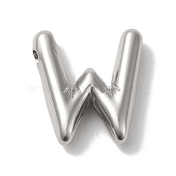 Non-Tarnish 304 Stainless Steel Pendants, Letter Charm, Letter W, 19x18x5mm, Hole: 2mm(STAS-Z063-01P-W)