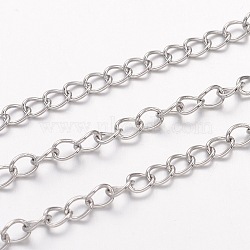 304 Stainless Steel Twisted Chains, Curb Chains, Soldered, with Spool, Stainless Steel Color, 4x3x0.6mm, about 32.8 Feet(10m)/roll(CHS-H007-25P)