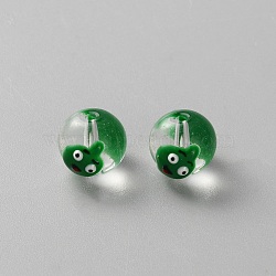 Round Handmade Lampwork Beads, Hand-Drawn Beads, Lemon, 13.5x12x11mm, Hole: 2mm(LAMP-WH0003-015B)