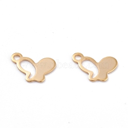 201 Stainless Steel Charms, Laser Cut, Butterfly, Real 18k Gold Plated, 12x7.5x0.5mm, Hole: 1.6mm(STAS-C017-13G)