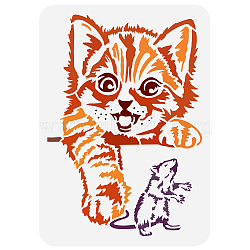Plastic Drawing Painting Stencils Templates, for Painting on Scrapbook Fabric Tiles Floor Furniture Wood, Rectangle, Cat Shape, 29.7x21cm(DIY-WH0396-530)