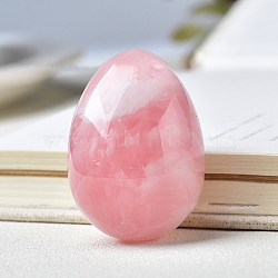 Natural Rose Quartz Carved Healing Egg Figurines, Reiki Energy Stone Display Decorations, 50x35mm(PW-WG29511-01)