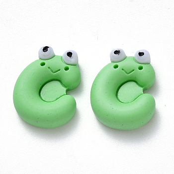 Resin Cabochons, Frog, Medium Spring Green, 16x13x4.5mm