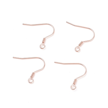 304 Stainless Steel Earring Hooks, Ear Wire, with Horizontal Loop, Rose Gold, 17~18x18~20x2mm, Hole: 2mm, Pin: 0.7mm