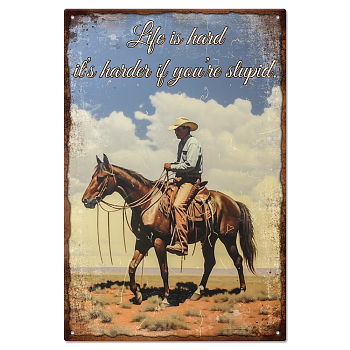 Vintage Metal Tin Sign, Iron Wall Decor for Bars, Restaurants, Cafe Pubs, Rectangle, Horse, 300x200x0.5mm