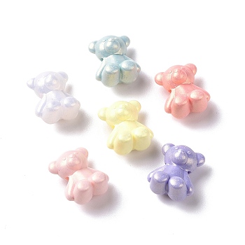 Opaque Acrylic Glitter Beads, Bear, Mixed Color, 18x15x10.5mm, Hole: 3mm, about 410pcs/500g