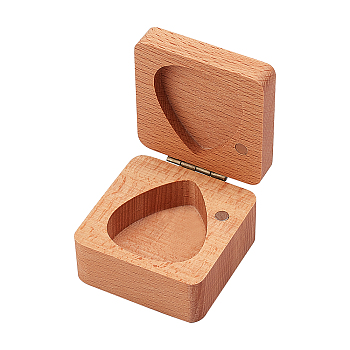 Beech Wood Guitar Pick Box Holder Collector, Square, BurlyWood, 5x5x5cm, Inner Size: 4x3.5cm