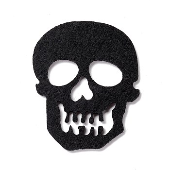 Wool Felt Skull Party Decorations, Halloween Themed Display Decorations, for Decorative Tree, Banner, Garland, Black, 60x48x2mm