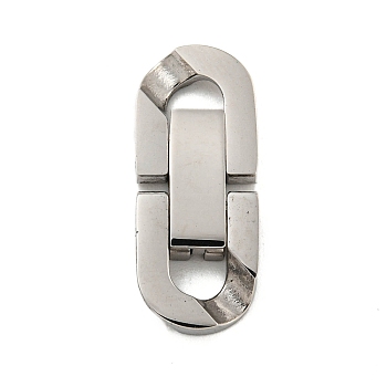 304 Stainless Steel Fold Over Clasps, for Bracelet Necklace Making, Stainless Steel Color, 21.5x8.5x3.5mm, Hole: 4x3mm