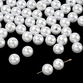 Imitated Pearl Acrylic Beads, Round, Snow, 12mm, Hole: 2mm, about 570pcs/500g