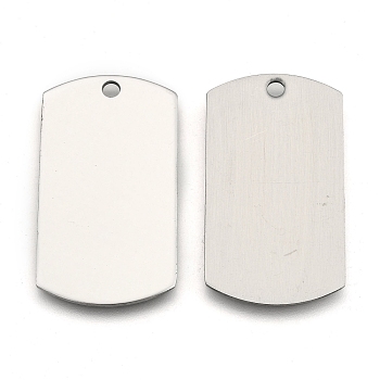 201 Stainless Steel Rectangle Stamping Blank Tag Pendants, Stainless Steel Color, 43x24x1mm, Hole: 3mm
